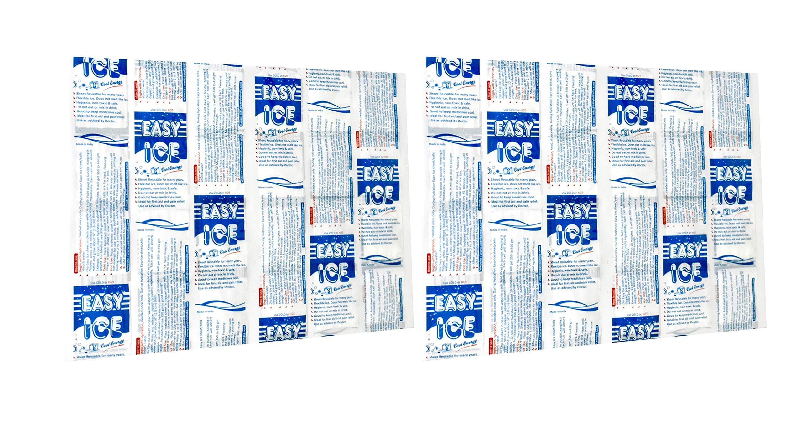 EASY ICE Large Cooler/Chiller For Ice Box. Flexible Even After Freezing,Compact&Space Saving. Reusable For Years. Pack Of 2 Sheets Each 14 X 10 Inch.
