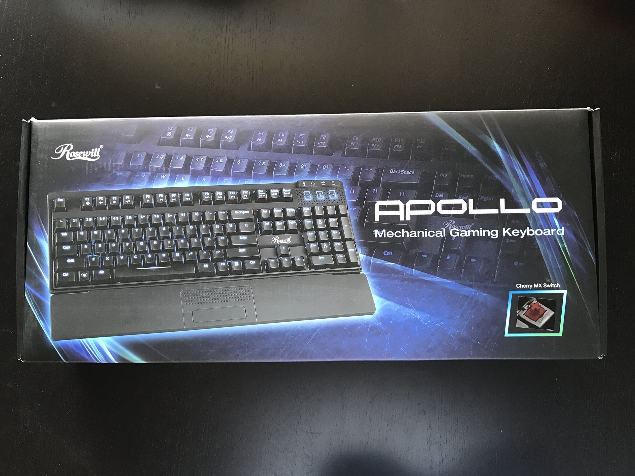 Rosewill Apollo LED Backlit Mechanical Gaming Keyboard with Cherry MX Switch, Red/Blue (Apollo RK-9100xBRE)
