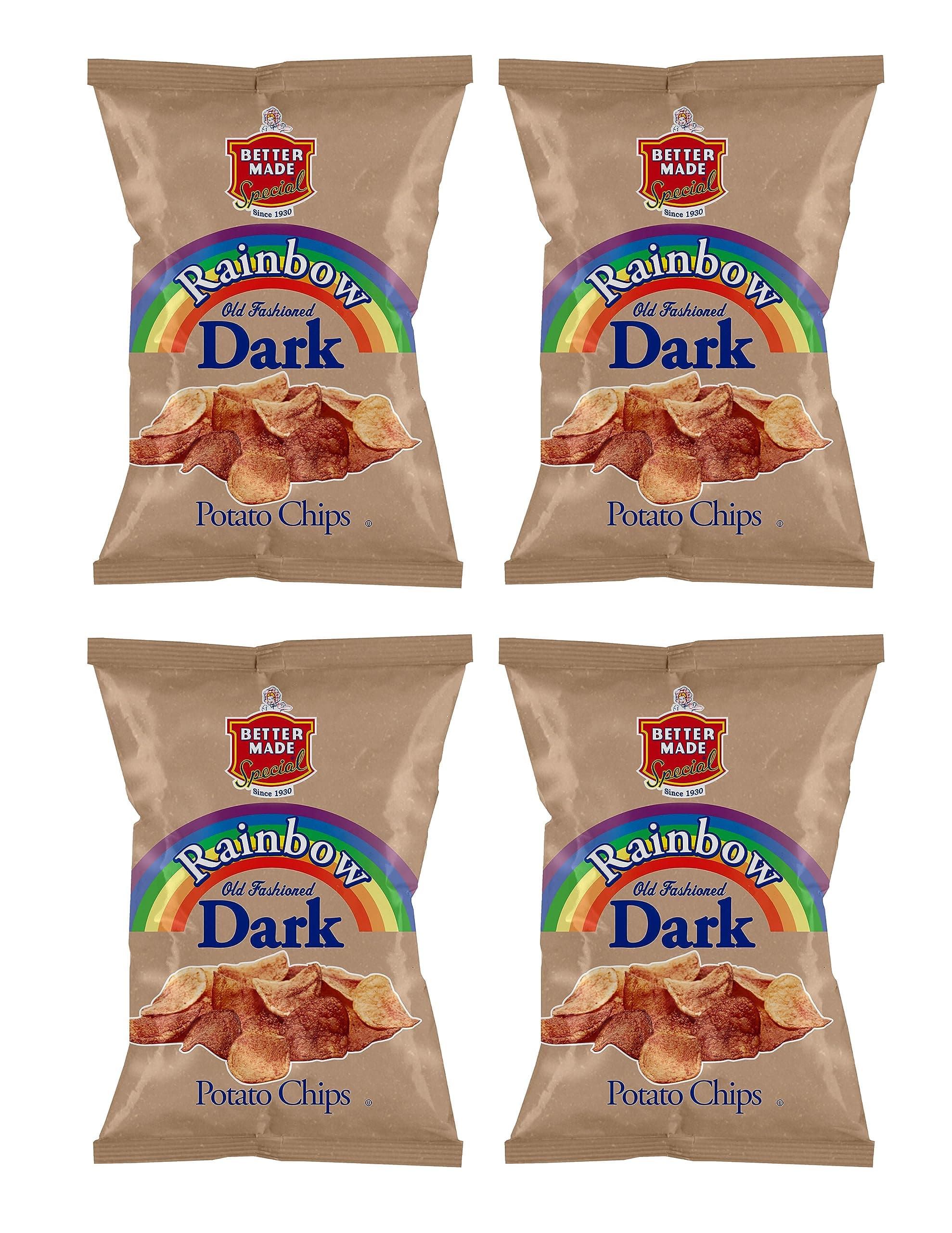 Better Made Special Potato Chips - (4) x 7.5-10oz Bags - (Pack of 4) - Choose Your Flavor! (RAINBOW) - Crispy, Crunchy, Salty Snacks Made From Fresh Potatoes - Gluten Free - Family Owned and Operated