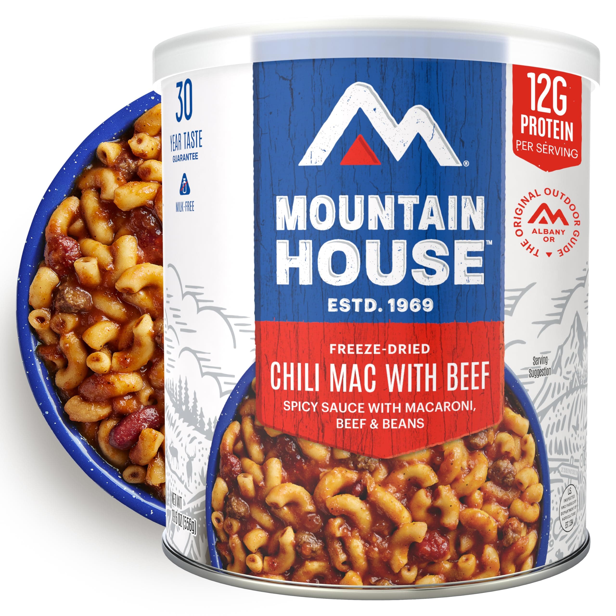 Mountain House Chili Mac with Beef & Freeze-Dried Food for Camping, 10 Servings, 30-Year Shelf-Life