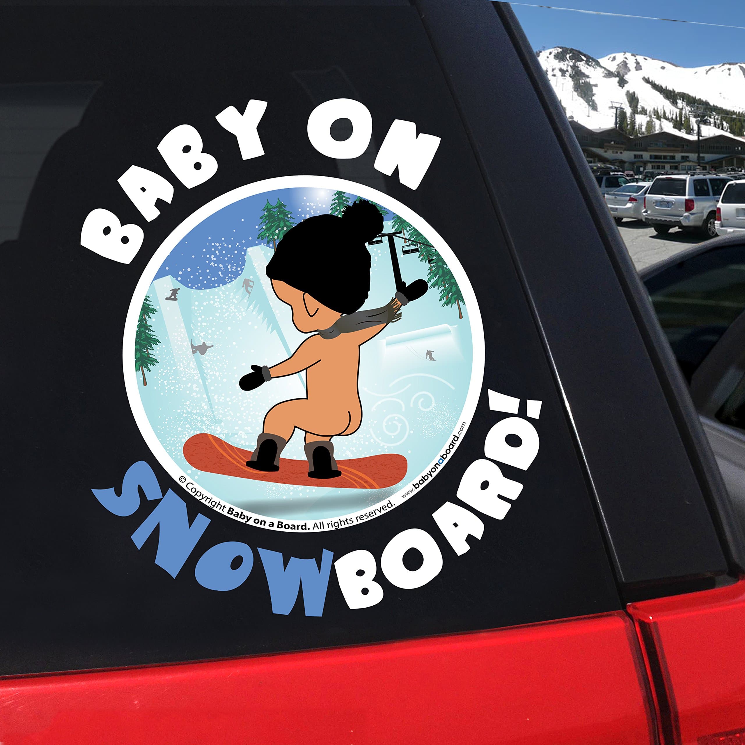 Baby on Snowboard Vinyl Decal Sticker - Boy - Fun Baby on Board Sports (5"x5.25")