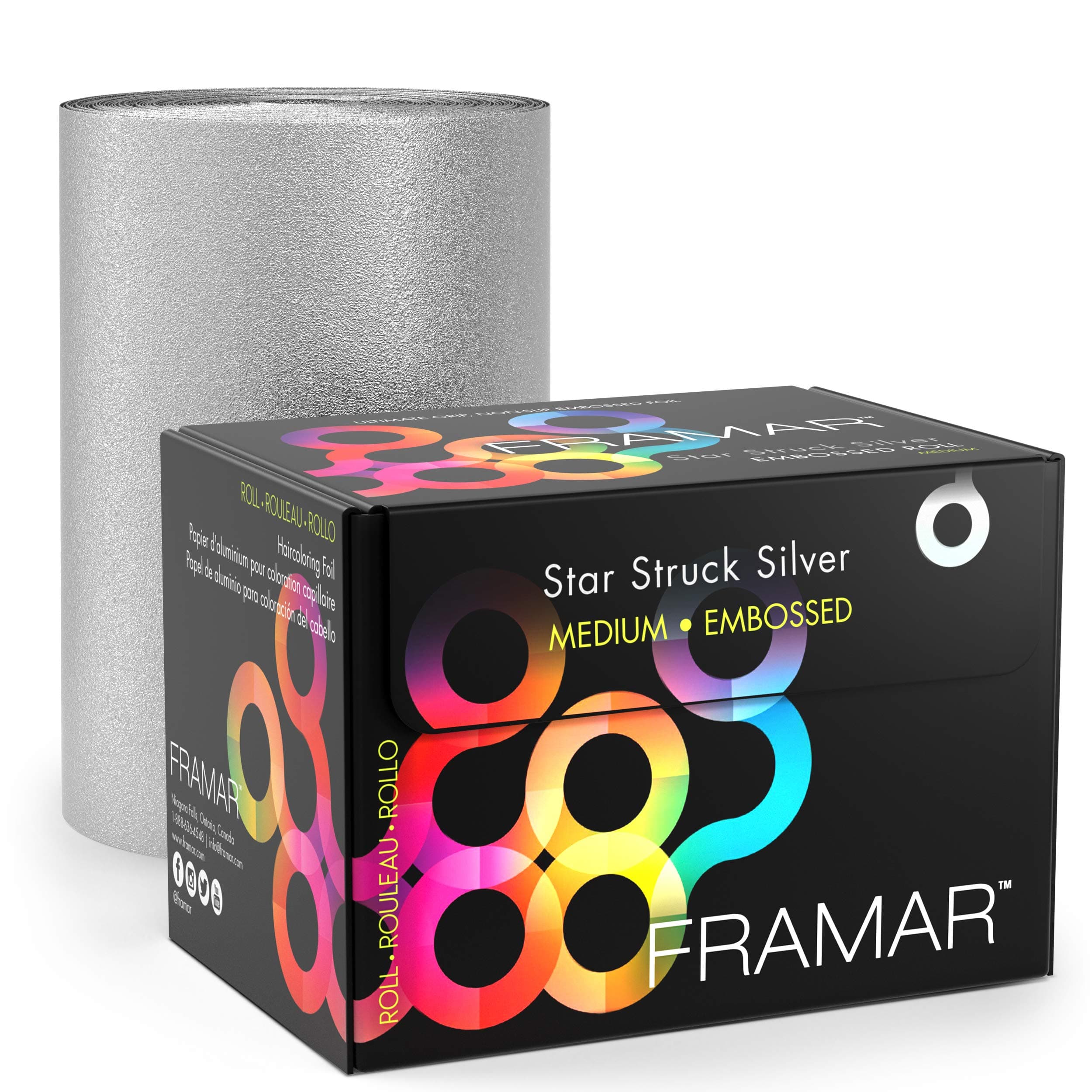Framar Silver Embossed Roll Hair Foil, Hair Foils for Highlighting, Foils for Highlights, Hairdressing Foil for Hair Highlights, Highlighting Foil, Framar Foil Sheets, Hair Foils for Colouring – 320ft