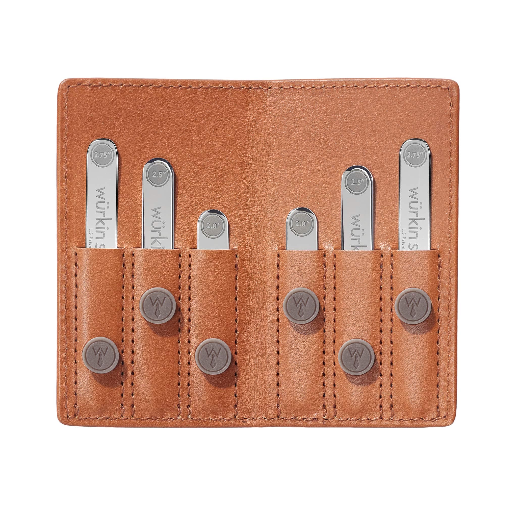 Wurkin StiffsWürkin Stiffs Assorted Power Stays Magnetic Collar Stays Travel Set | Black or Tan Leather Wallet Case | Gift for Men | As Seen on Shark Tank