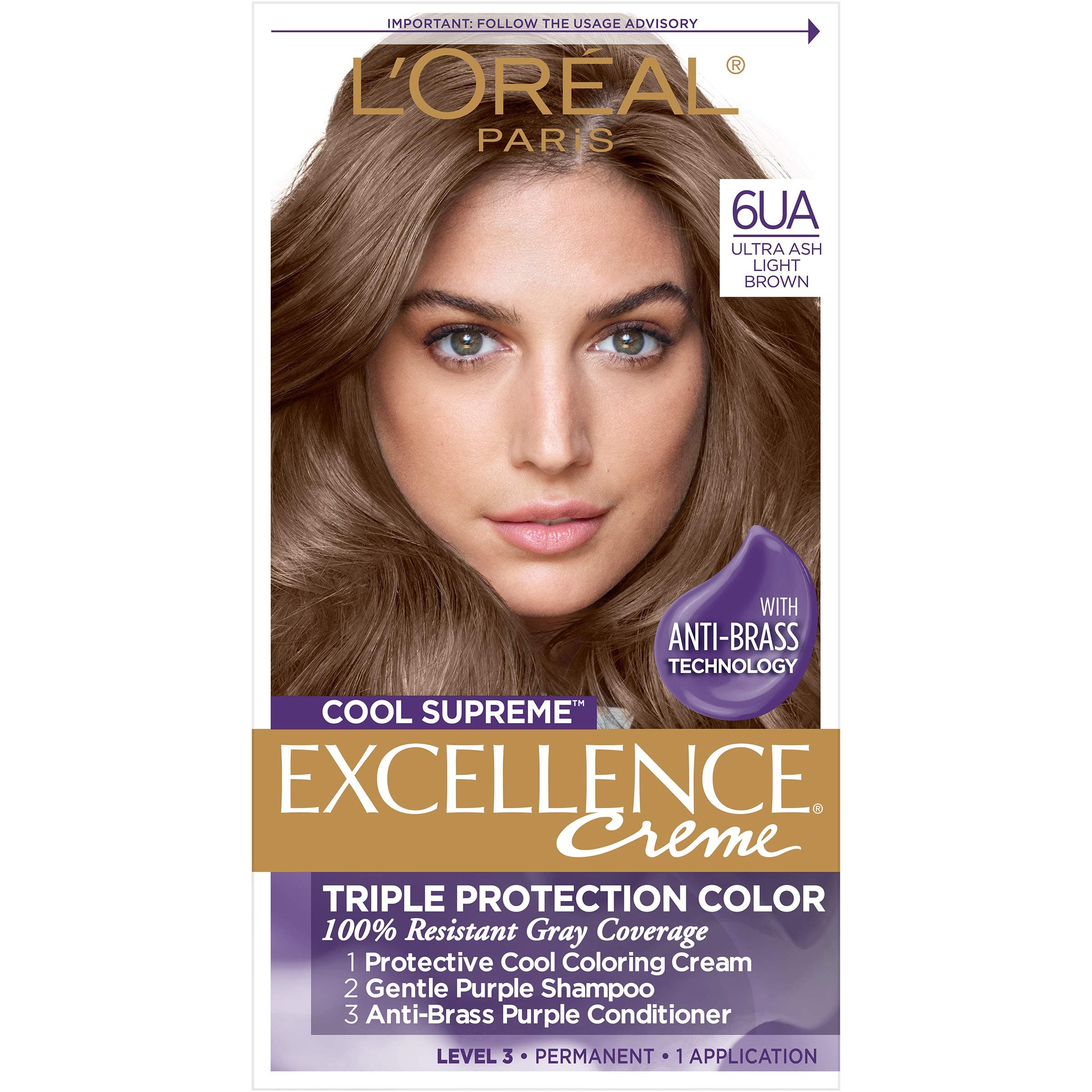 L’Oreal Paris Cool Supreme Permanent Hair Color, Ash, Ultra Ash Light Brown 6UA