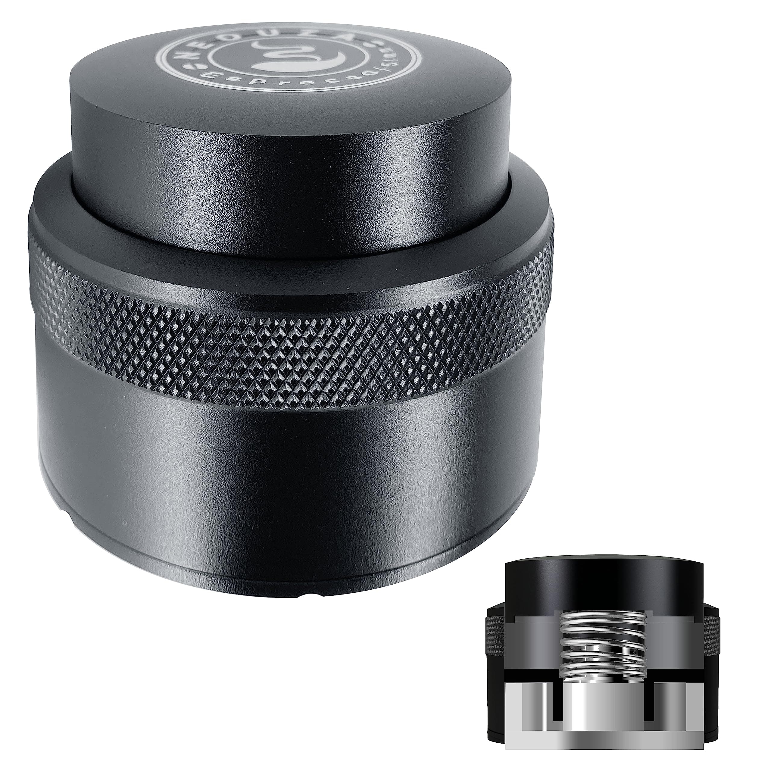 NEOUZA 51mm Coffee Hand Tamper Barista Levelling Tool Spring Loaded Stainless Steel Flat Base for Espresso Machines Portafilter