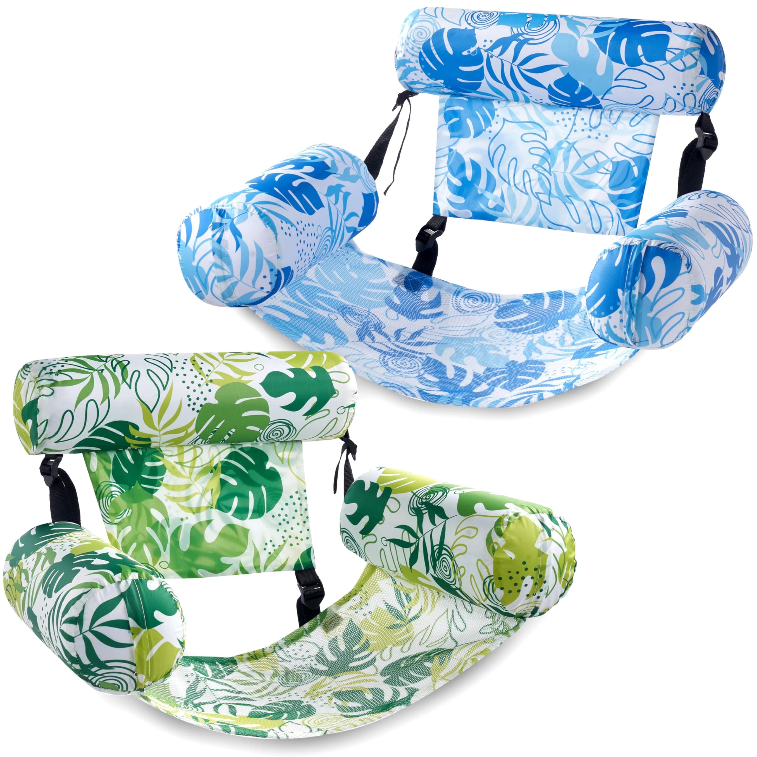 Sloosh2 Packs Tropical Leaves Adjustable Hammock Chair (Blue, Green)