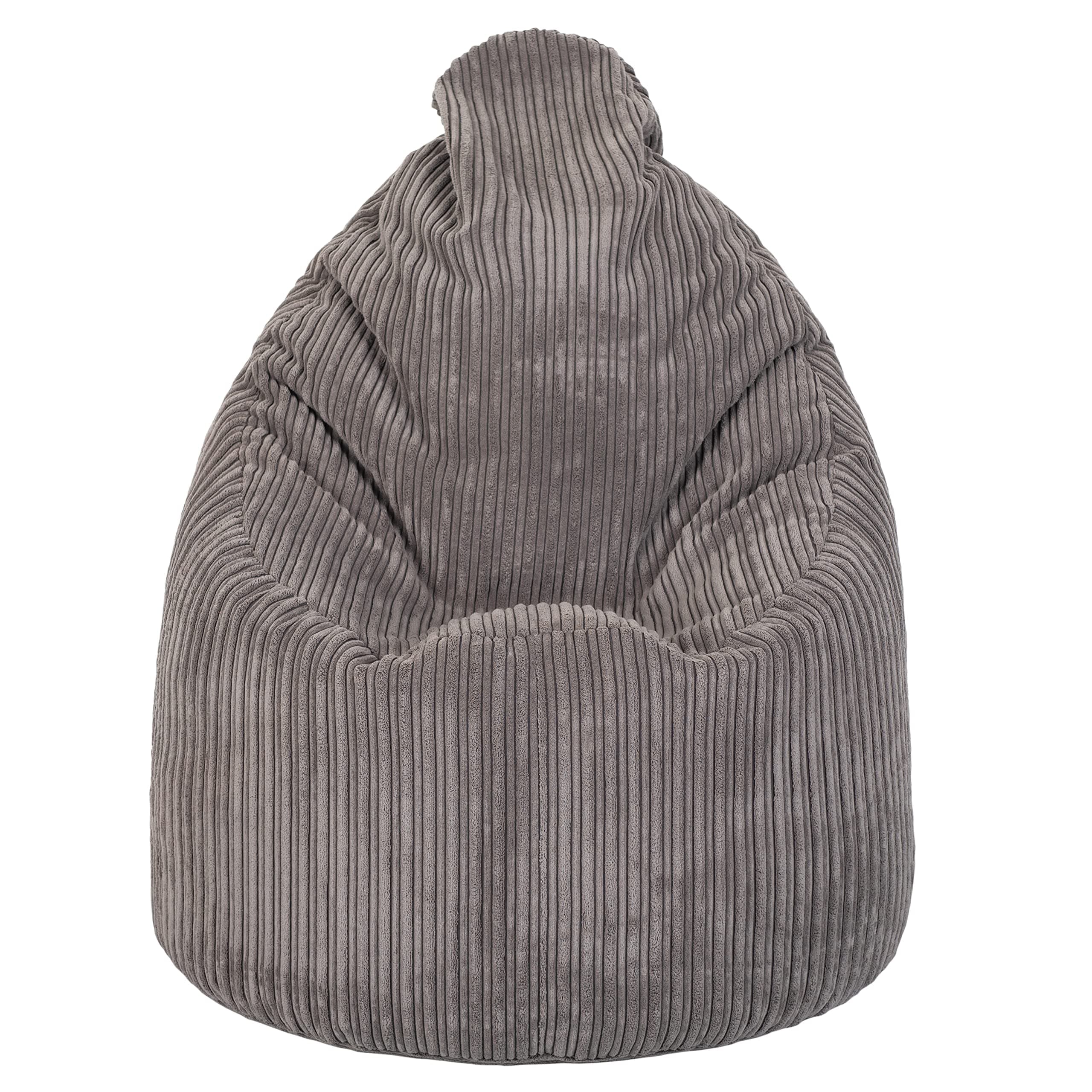 Hippo Bean Bag Chair | Jumbo Cord 'The Rhino' | Gaming Lounger Indoor Living Room | Ergonomic Design (Grey, Bean Bag Chair)