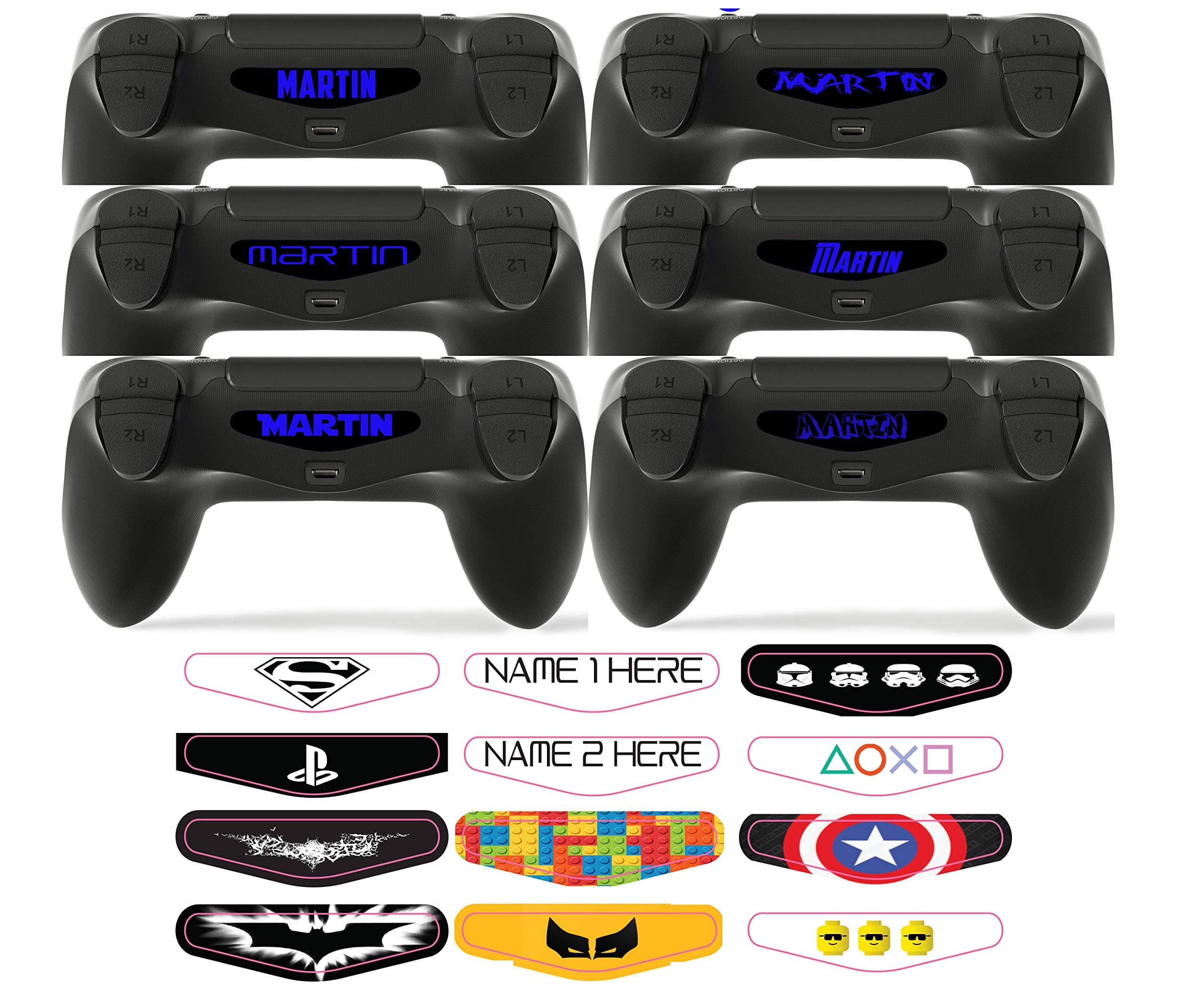 Printed 2X LED Personalised Custom Light Bar Decal Sticker Compatible with Sony Playstation 4 PS4 Controller DualShock 4