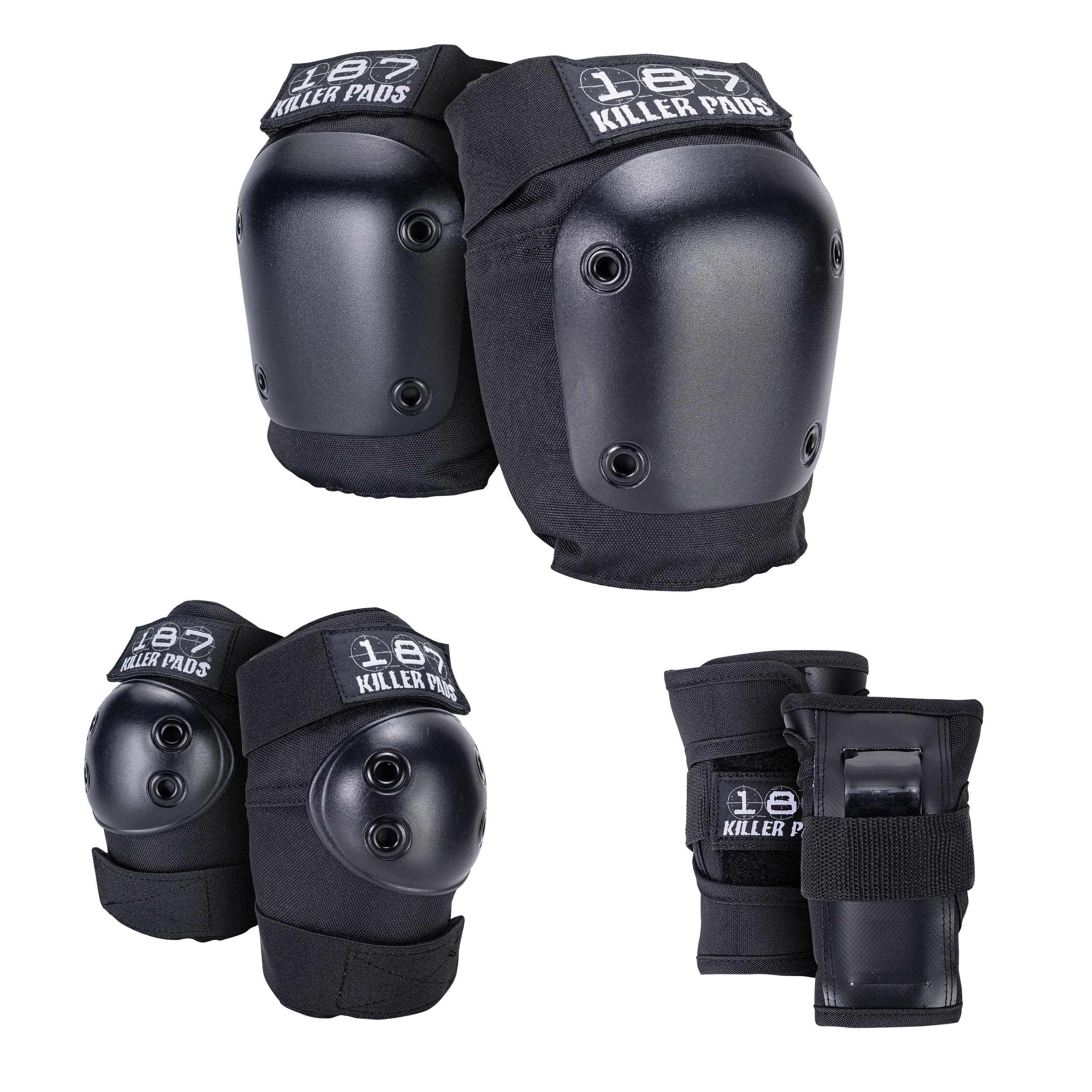 [187 KILLER PADS] 187 Killer Pad SIX PACK Protector Adult Wrist Guard Elbow Pad Knee Pad 3-Piece Set XS S/M L/LX Black [Genuine]