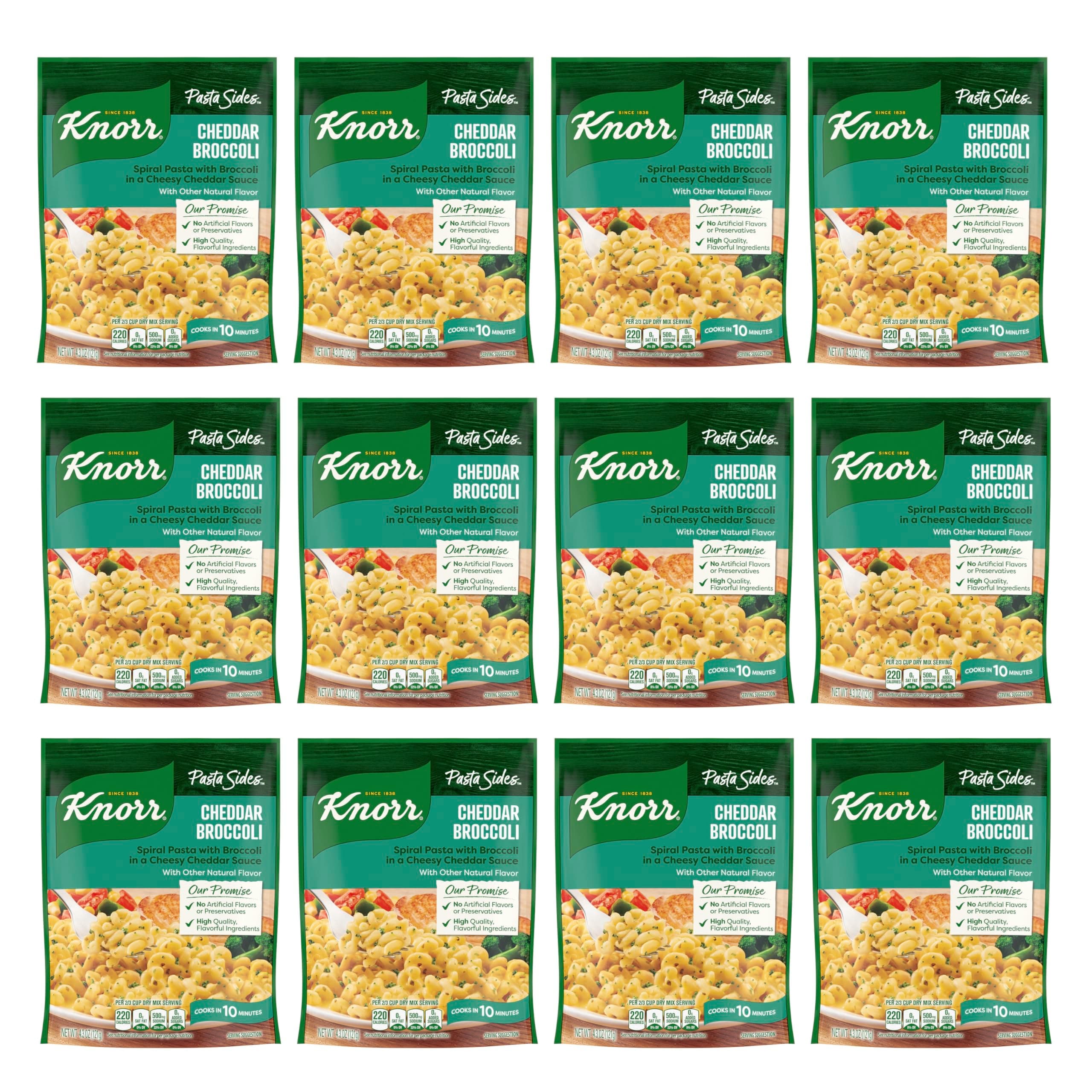 Knorr Pasta Sides Pasta Side Dish, Cheddar Broccoli 4.3 Oz (Pack of 12)