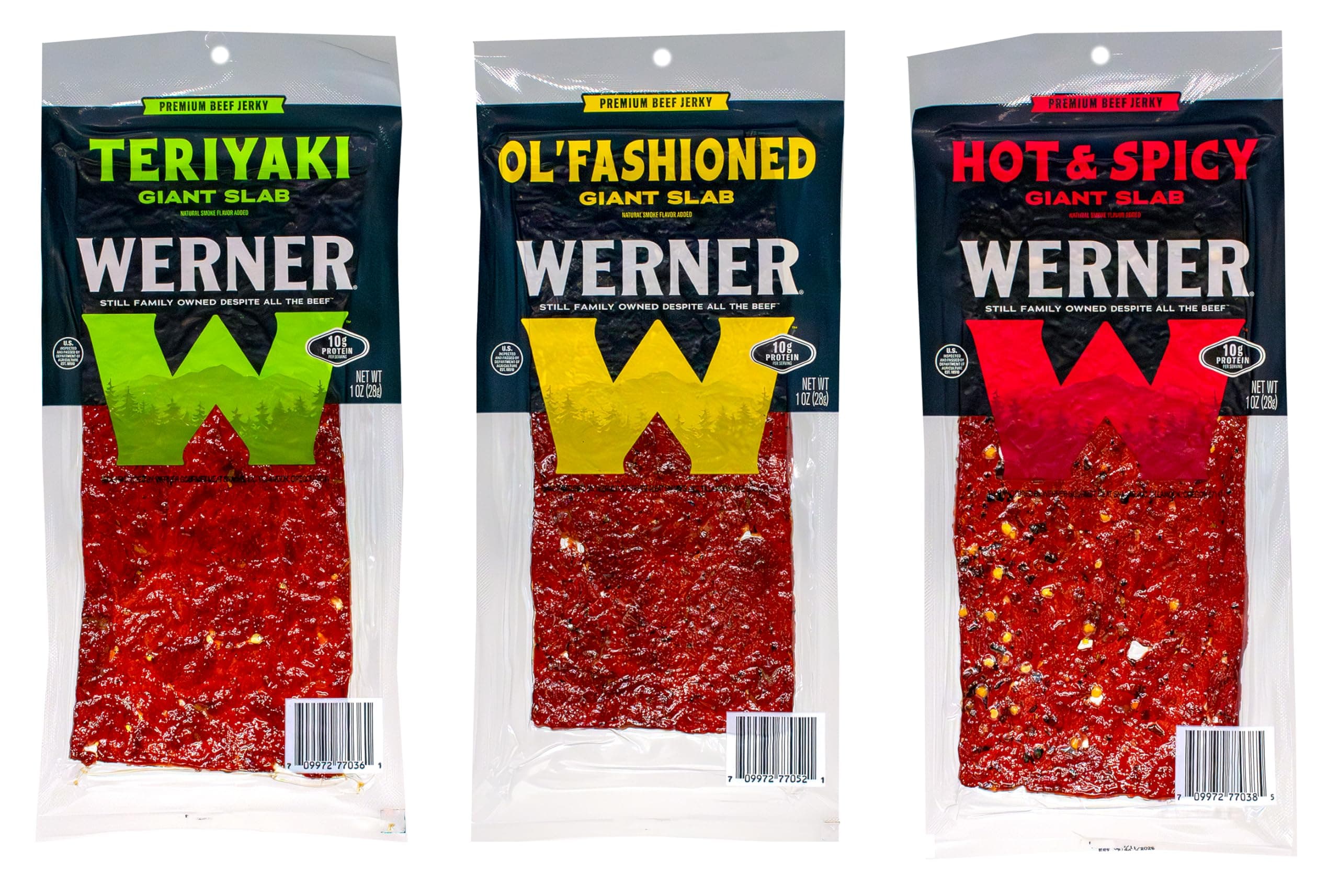 Beef Jerky Slab Variety Pack of 15 – Teriyaki, Sea Salt and Pepper, & Hot and Spicy Jerky Slabs (5 of each) 1 Ounce, Individually Wrapped Meat Snacks