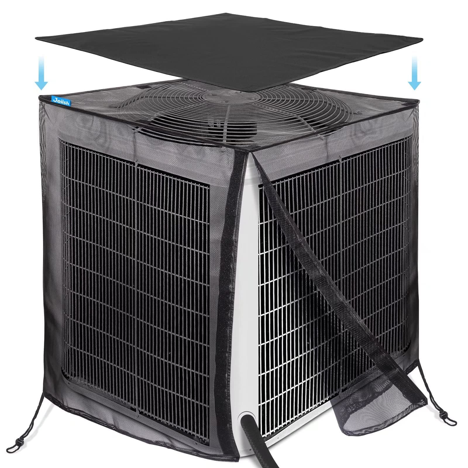 Joiish Air Conditioner Cover for Outside Units, 32" x 32" x 36" Mesh Cover with 600D Detachable Waterproof Top, All Seasons Outdoor Central AC Protector Against Leaves, Weeds, Cottonwood and Debris