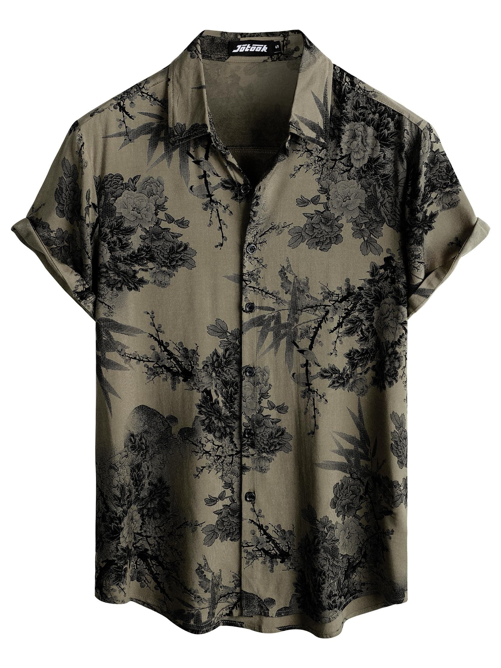 Men's Short-Sleeved, Button-Down Hawaiian Shirt, Casual Style, Floral, Beachwear
