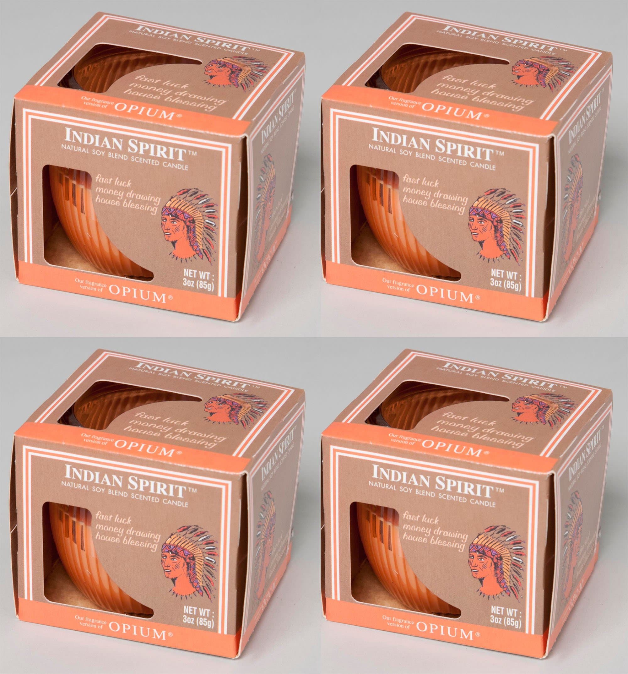 Set of 4 Indian Spirit Aroma Scented 3 Oz Candles in Glass Jar (Opium)