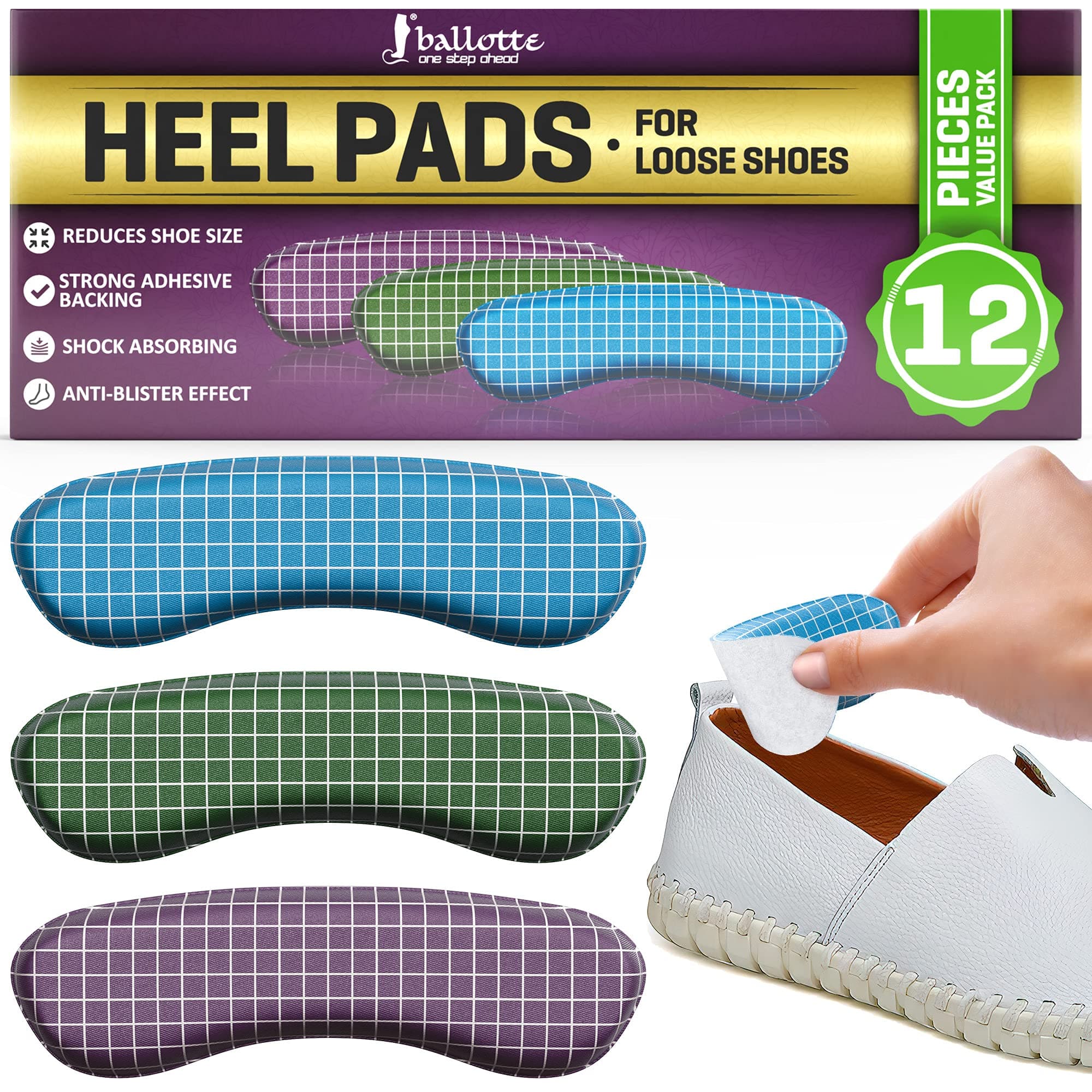 12 Extra Thick and Soft Heel Pads for Women and Men, Heel Grips, Heel Protectors from Slipping Out and Rubbing, Blisters, Fit Most Shoes (Multicolor)