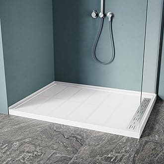 ELEGANT 48" L x 36" W x 4" H Shower Base, Right Drain, Non-Slip Single Threshold Shower Pan, Stainless Steel Shower Drain Cover Included
