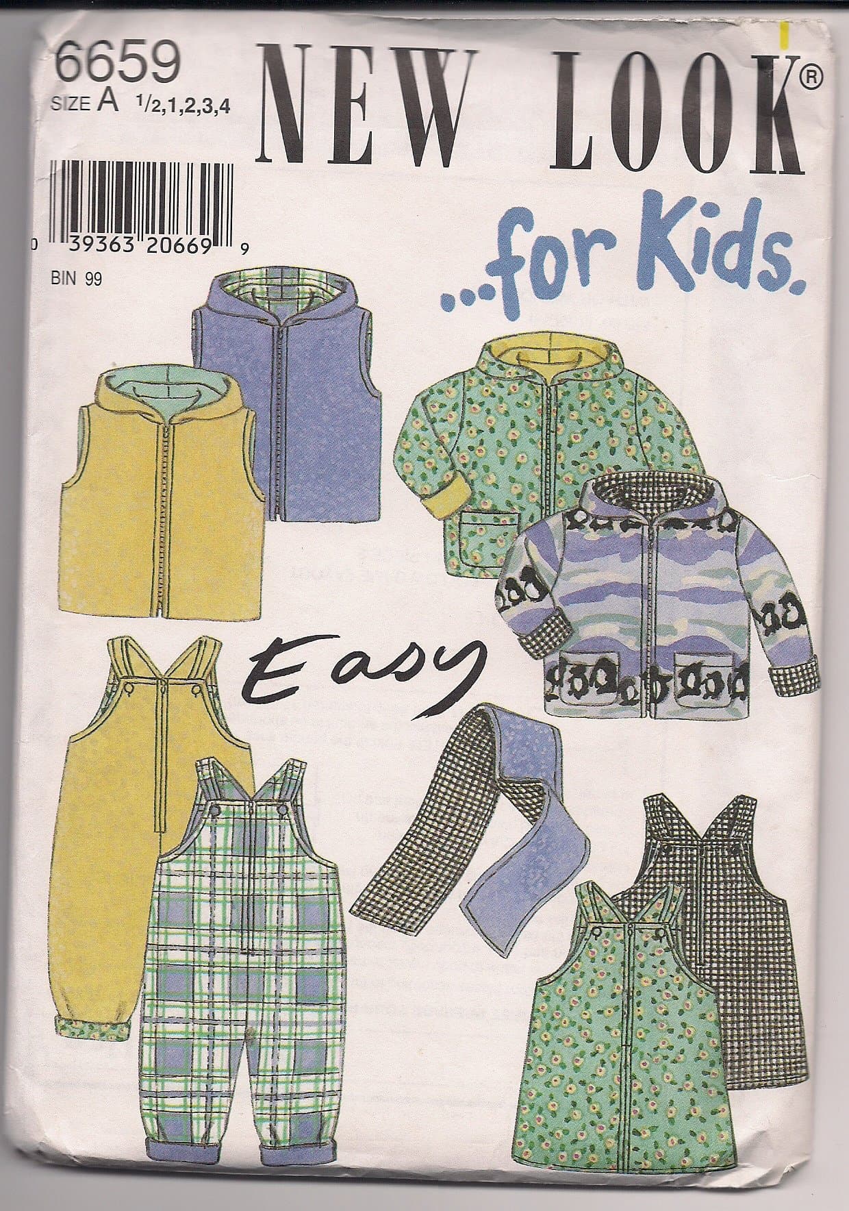New Look 6659 - For Kids - Girls Winter Jumper or Romper with Vest or Jacket Size A 1/2, 1,2,3,4