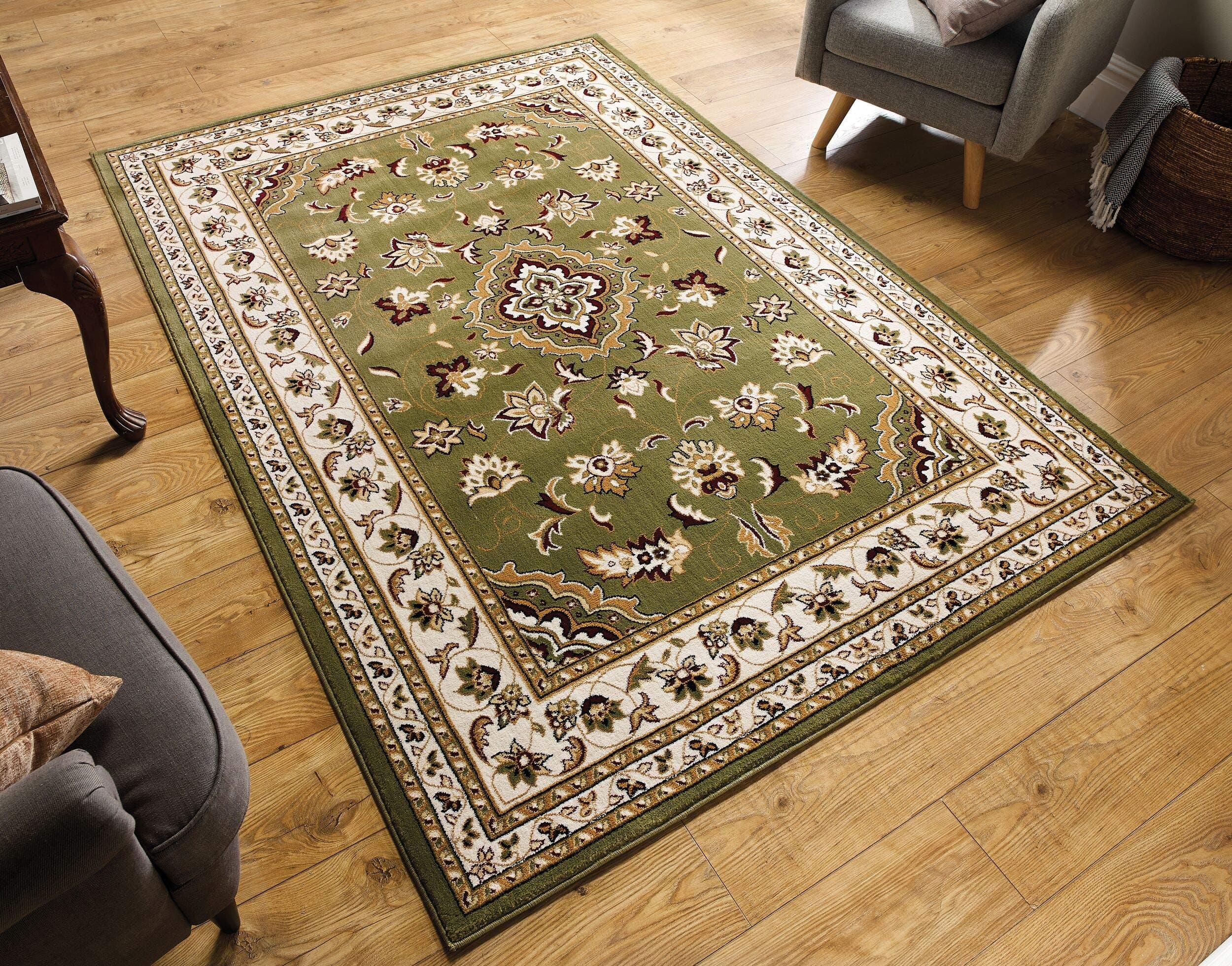 Sherborne Quality Traditional Classic Oriental Living Room Bedroom Rug Green Large 160x230 cm (5'3''x7'7'')