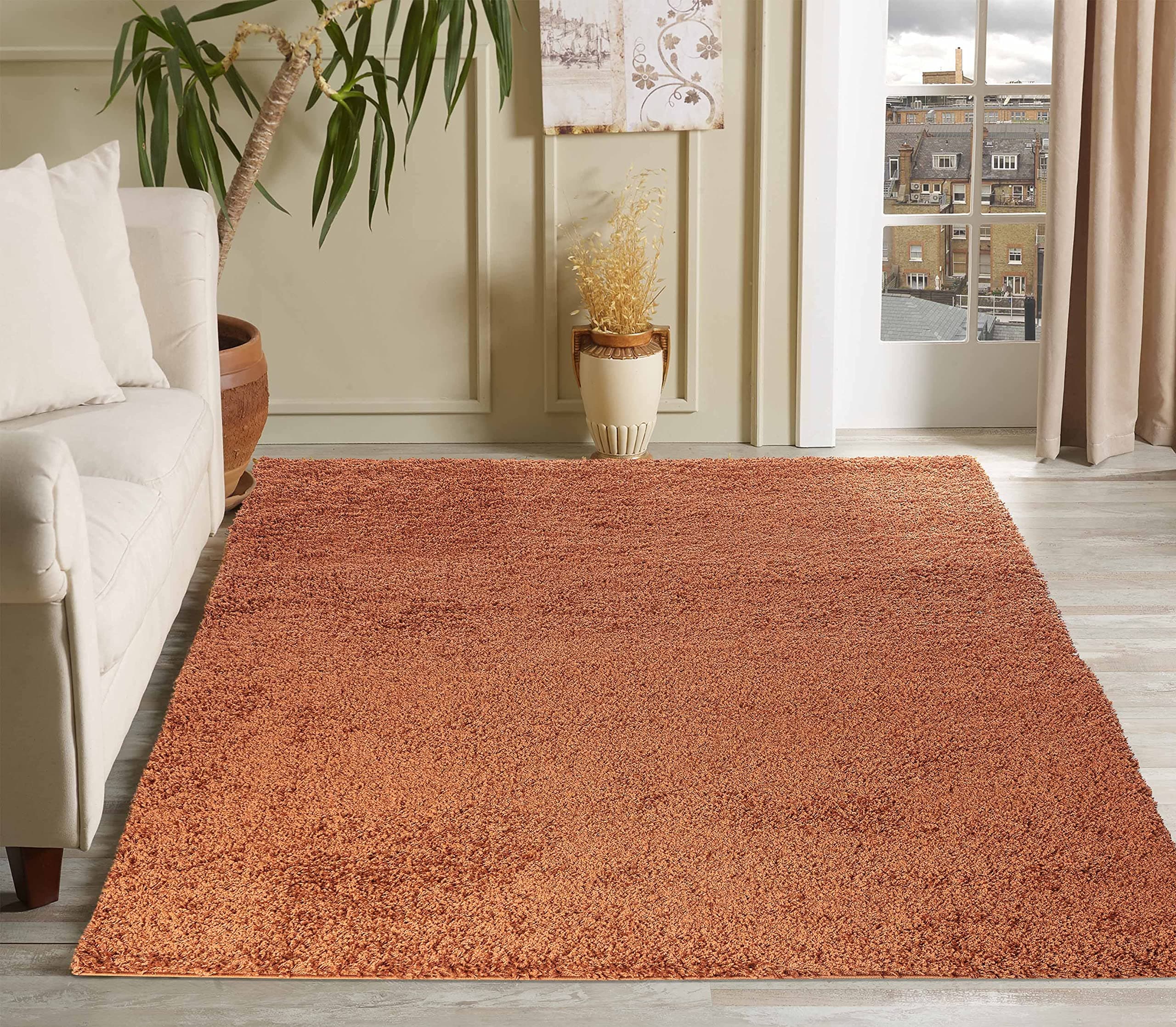 Serdim Rugs Living Room Shaggy Area Rugs, Polypropylene, Terracotta, 120x170cm(4'x5'6)