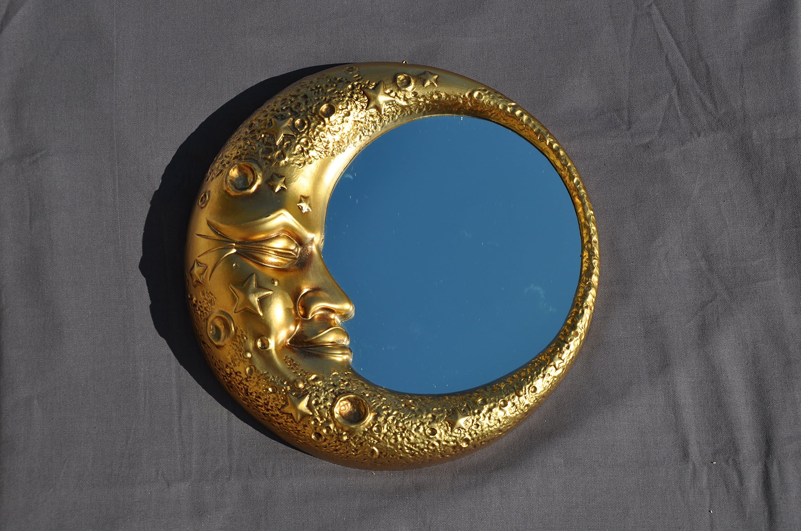 Golden Moon Mirror Gold Baroque Style Faux Vintage Cm 32 Diameter