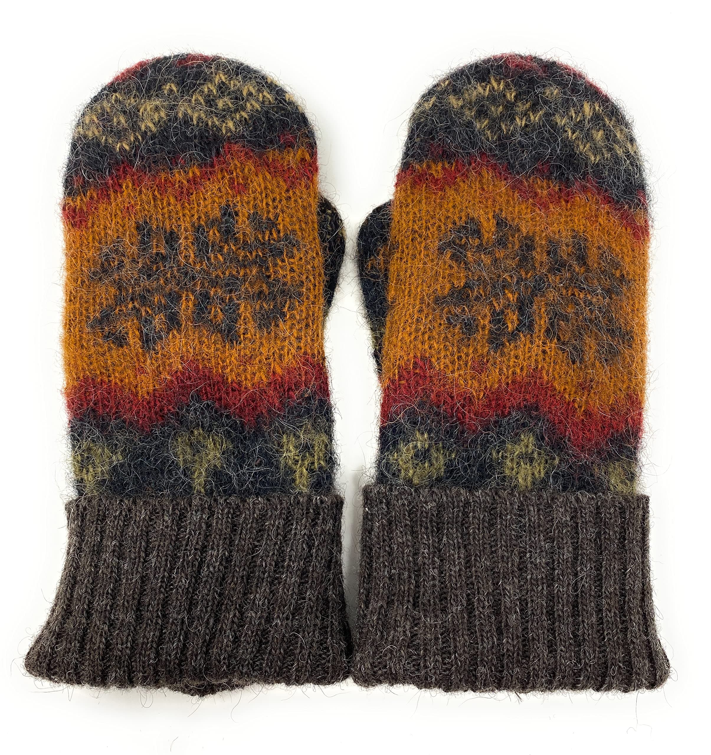 Warm Women Knit Mittens 100% Icelandic Wool Fleece Lined by Freyja Canada