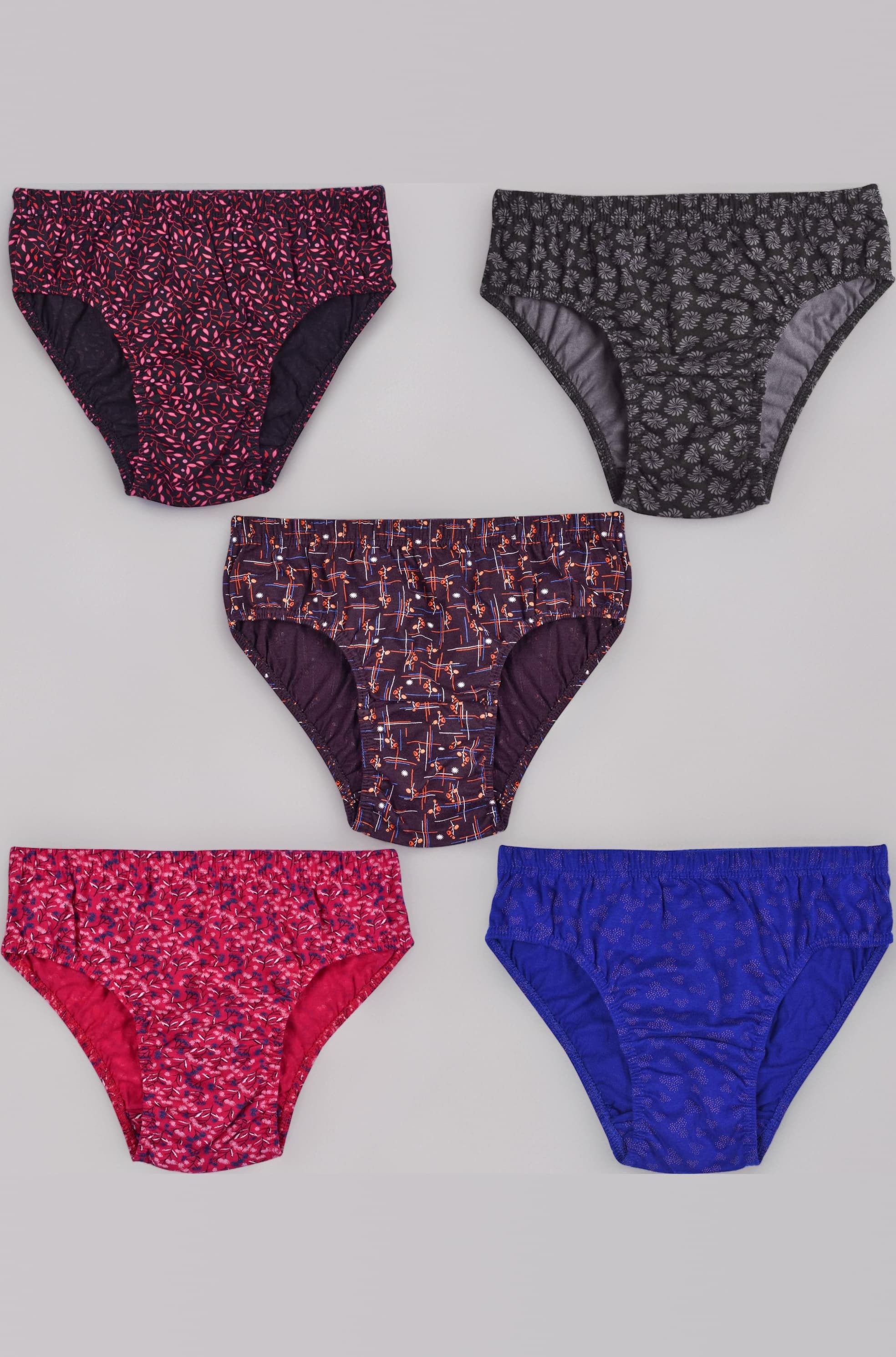 ESSA, SWEETDAY Women's Briefs | Full Coverage, 100% Cotton, Hosiery | Mid Waist | Inner Elastic Waistband | Hipster, Underwear, Innerwear, Panties | Printed | Combo Pack of 5 | Multicolor