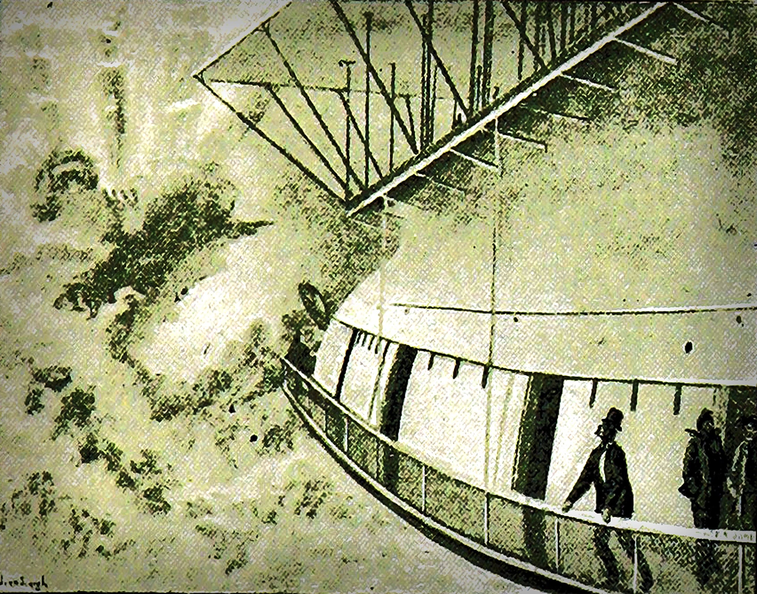 8x10 Amazement, Steampunk Victorian Era Science Fiction Illustration (1893) by Edward Douglas Fawcett from The Book Hartmann The Anarchist, Sci Fi Art Size: 8x10 Inches