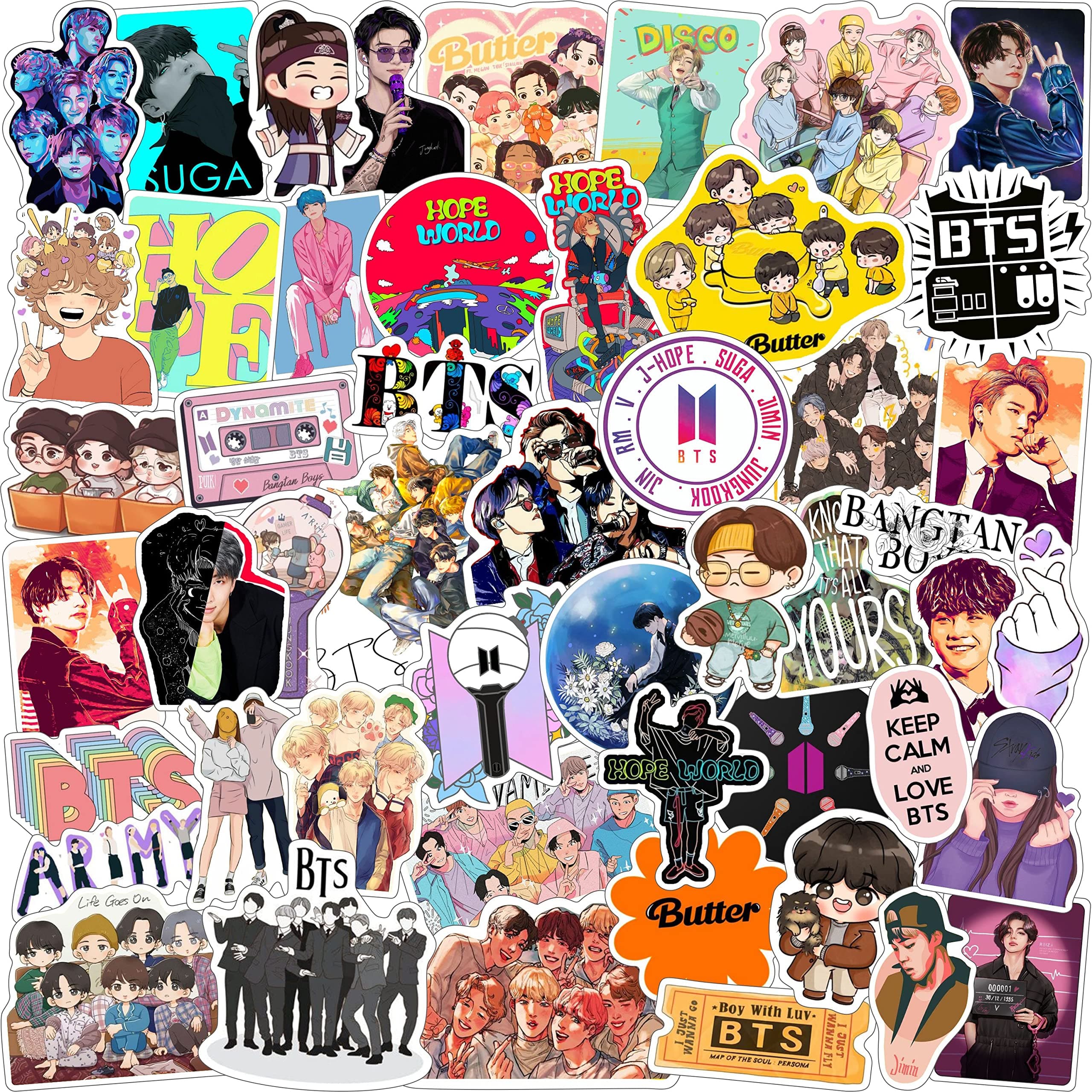 junkyard Vinyl Bts Self-Adhesive Stickers For Scrapbook Guitar Gadgets Laptop Self-Adhesive Stickers (Pack Of 50)