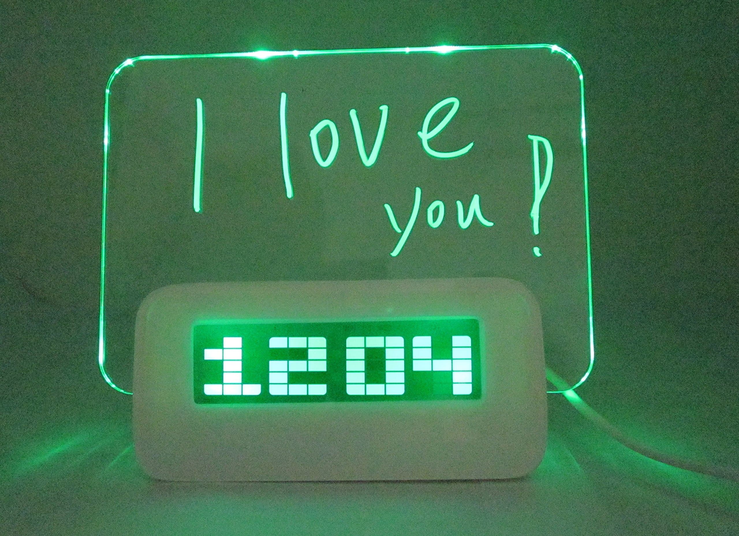Large screen fluorescent LCD Clock - Table or Wall Clock - Dimmable LCD Display - Great for Elderly People, Offices, Conference Rooms, Lobbies and School Classrooms - Huge 3.7In alarm Clocks 4 Port USB Hub Clock (green)