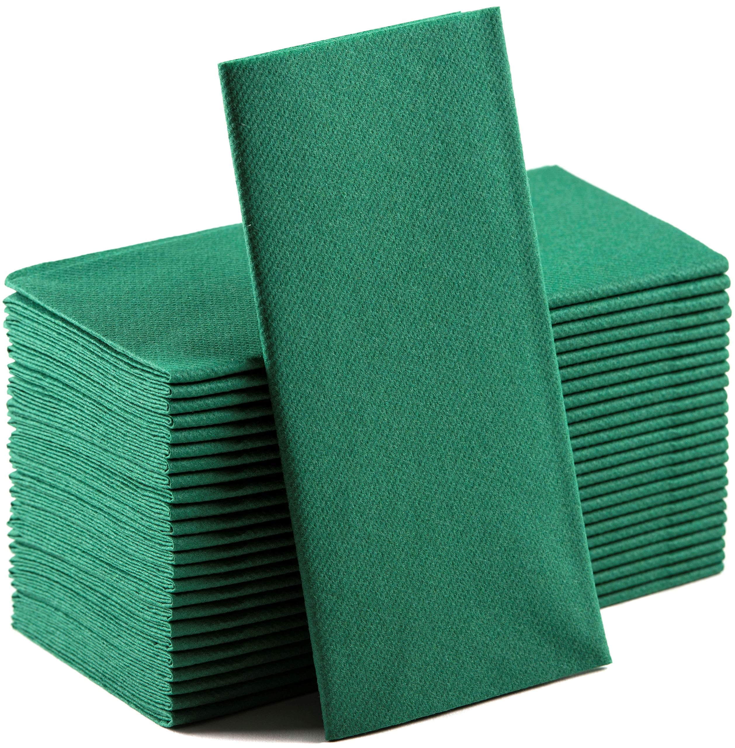 Green Paper Napkins | Linen Feel Guest Disposable Cloth Like Dinner Napkins | Hand Towels | Soft, Absorbent, Paper Hand Napkins for Kitchen, Bathroom, Parties, Weddings, Dinners Or Events | 50 Pack