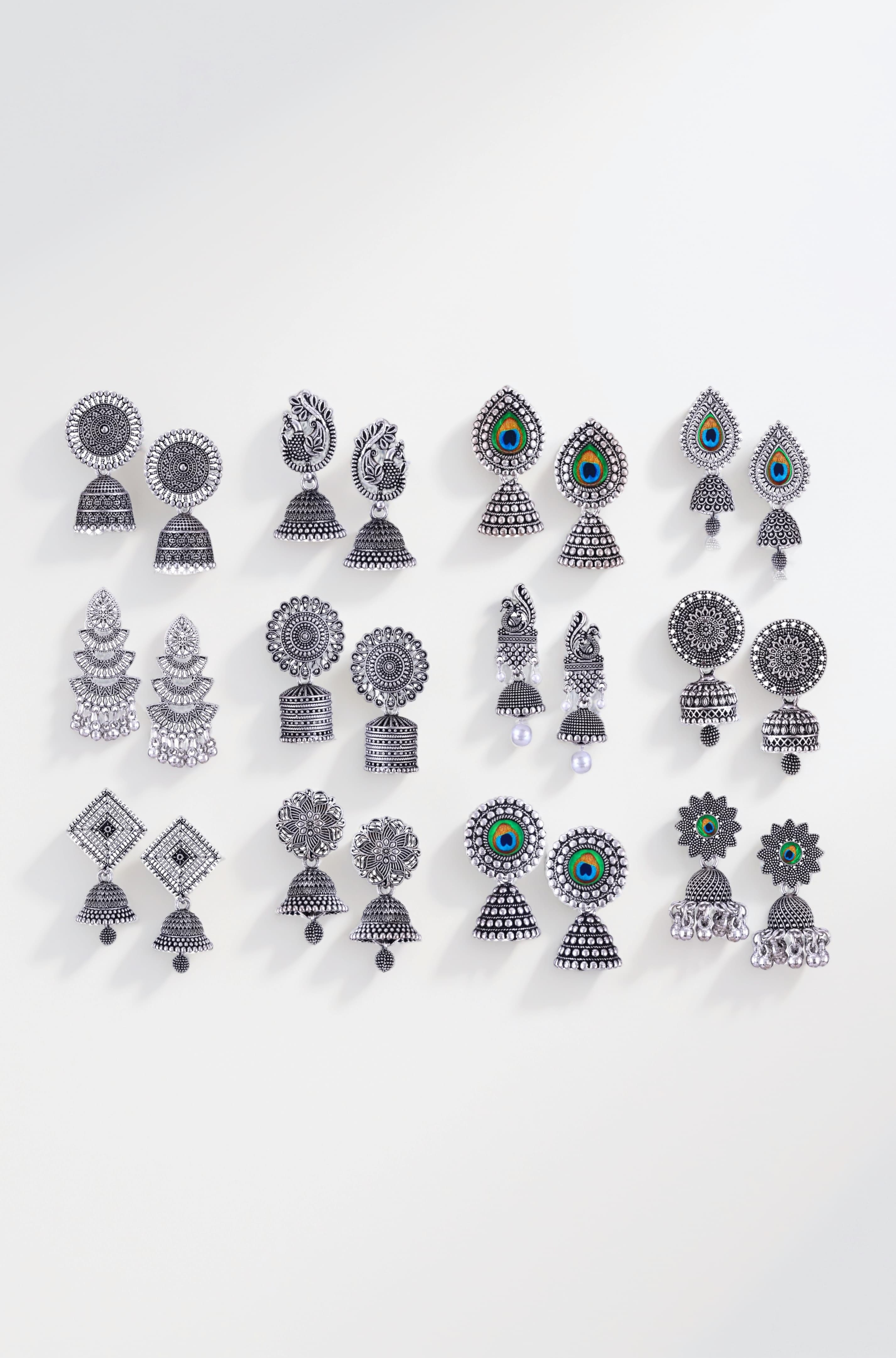 MEENAZ earrings for women fashion jhumka oxidised Silver Earrings for women Combo chandbali pearl chandbali stylish jhumkas traditional Earrings For girls South indian traditional Ear Rings -M879