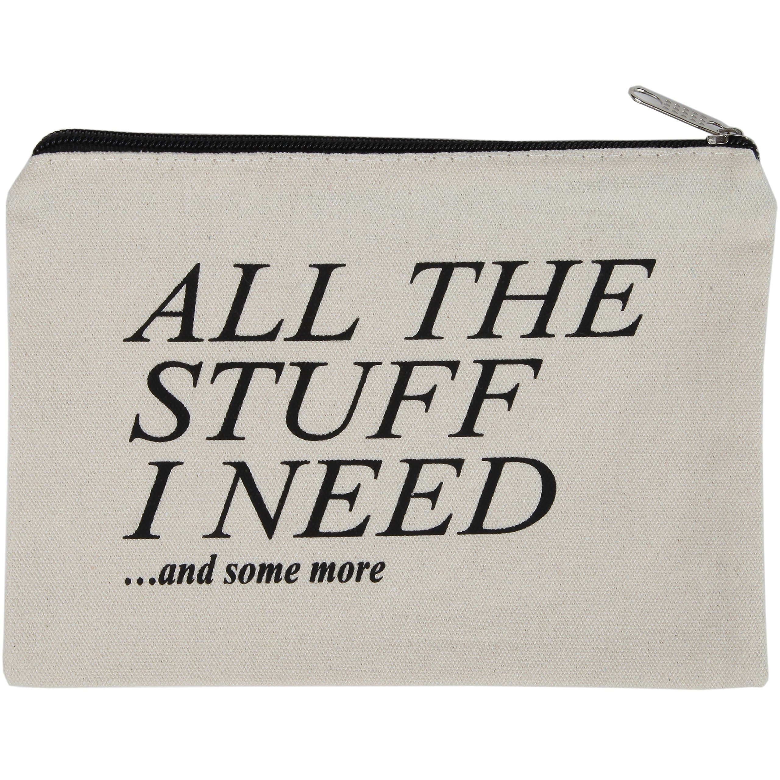 Canvas Zipper Pouch, Cotton Cosmetic Makeup Bag, Student School Art Supplies Organizer, Cute Quote Zip Cotton Pouches for Women Teen, Holds 50 Pencil-Make Up-Toiletries-Phones-Electronics