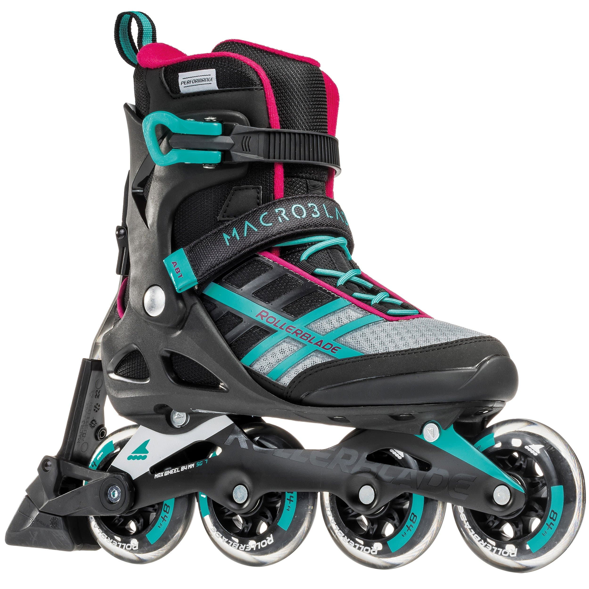 Rollerblade Macroblade 84 ABT Women's Adult Fitness Inline Skate, Emerald Green and Cherry, Performance Inline Skates