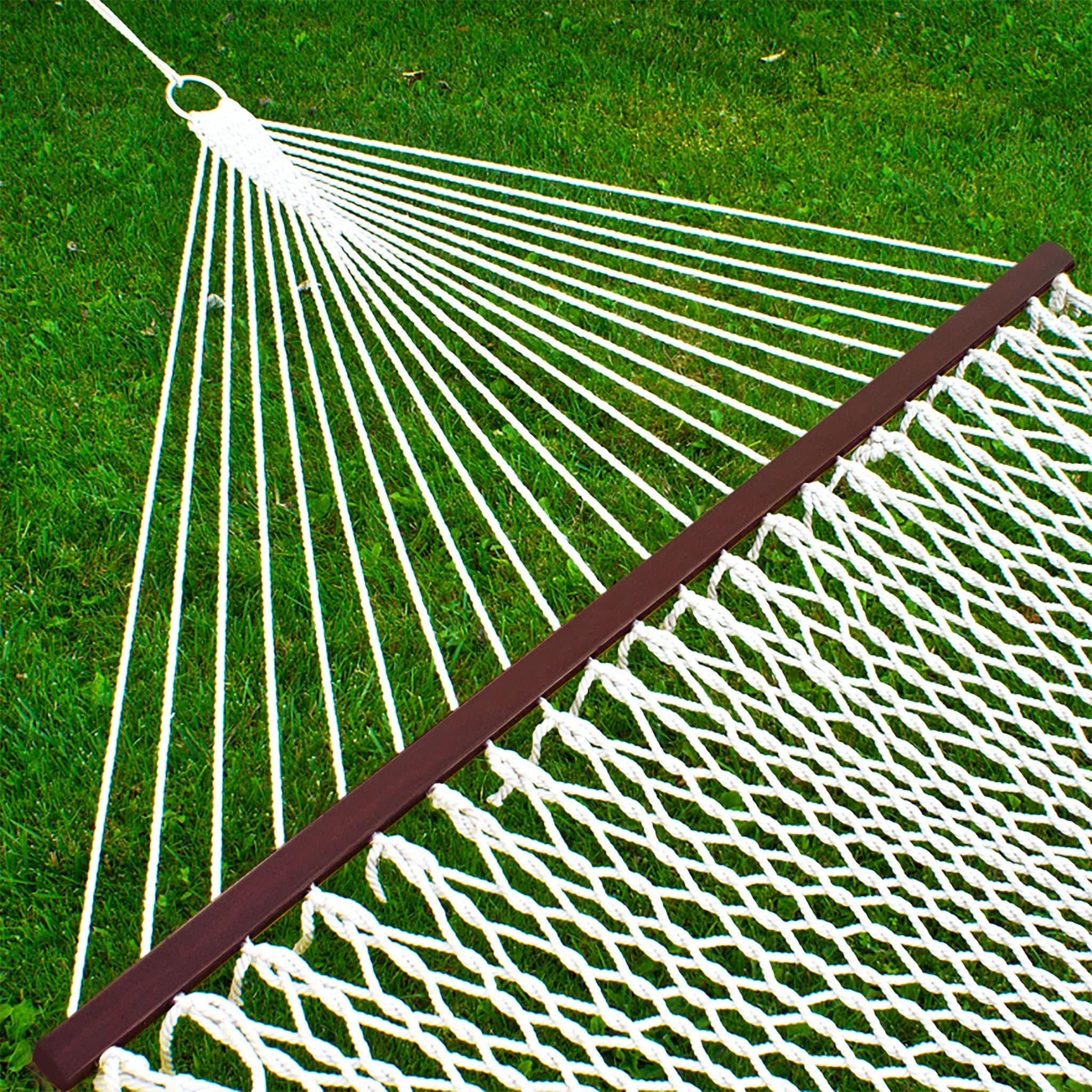 59" Double Rope Hammock w/Wood Spreader Bar Heavy Duty 450 lbs Capacity