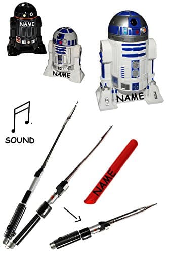 Set: Star Wars - Grillzange + Kurzzeitwecker + Salz & Pfefferstreuer - incl. Name - zum Grillen - Laserschwert Darth Vader - Garten / Droide Starwars - Clone / Lightsaber - lang