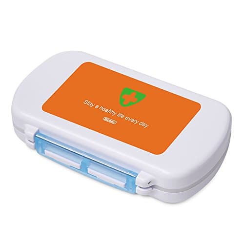 Glosen R8332 Easy Carry Waterproof Divided Vitamin Medicine Box Pill Case Tight Lock 6 Compartment for Daily using