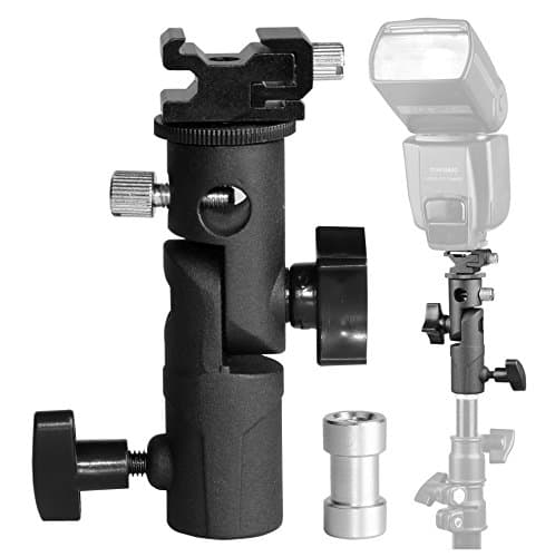 Afader Camera Umbrella Reflector Holder E Type Flash Speedlite Mount Swivel Light Stand Bracket For DSLR Canon Nikon Pentax Olympus Nissin Metz and other Speedlite Flashes with Standard Shoe Mount