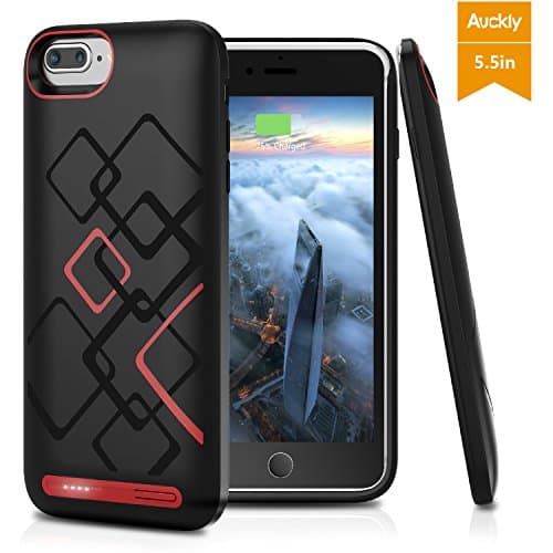 iPhone 8 Plus / 7 Plus Battery Case, Auckly 6000mAh External Juice Charger Pack, Extended Portable Charger Case with Lightning Port, Rechargeable Protective Case for iPhone 8 Plus/7 Plus (5.5 Inch)