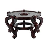 10" Rosewood Wooden Fishbowl Vase Plant Pot Display Stand