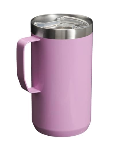 STANLEY Stay-Hot Camp Mug 24 oz | Press Fit Drink Through Lid | Cup for Coffee, Tea and Drinks | Insulated Stainless Steel Coffee Mug | BPA-Free | Lilac Gloss