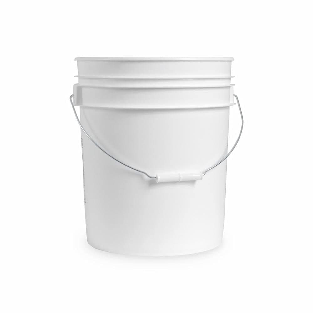 5 Gallon Bucket Only | Made in USA | Food Grade | Durable 90 Mil All Purpose Pail | BPA Free | Premium HPDE | Easy Stack and Store | Lids Not Included (White, 3)
