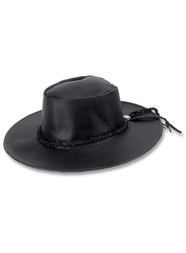 Carroll Leather Black Medium Down Under Hat
