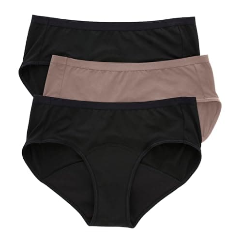 Hanes womens Comfort, Period. Women's Hipster Period Underwear, Moderate Leaks Protection, Washable Hipster Panties, 3-pack Hipster Panties (pack of 3)