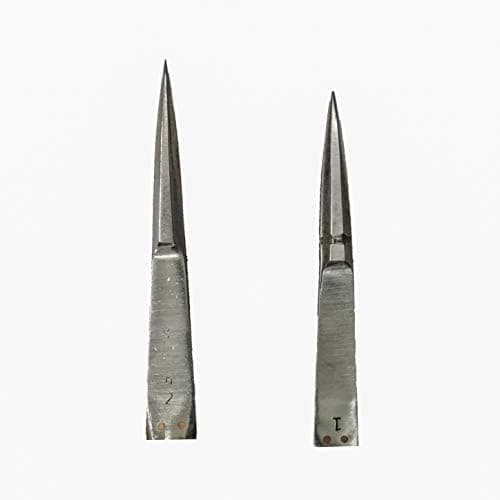 Original Thakar Iron Tweezers (Wide Mouth) for Jewellery Making and Industrial Works (Color - Chrome, 2pcs)
