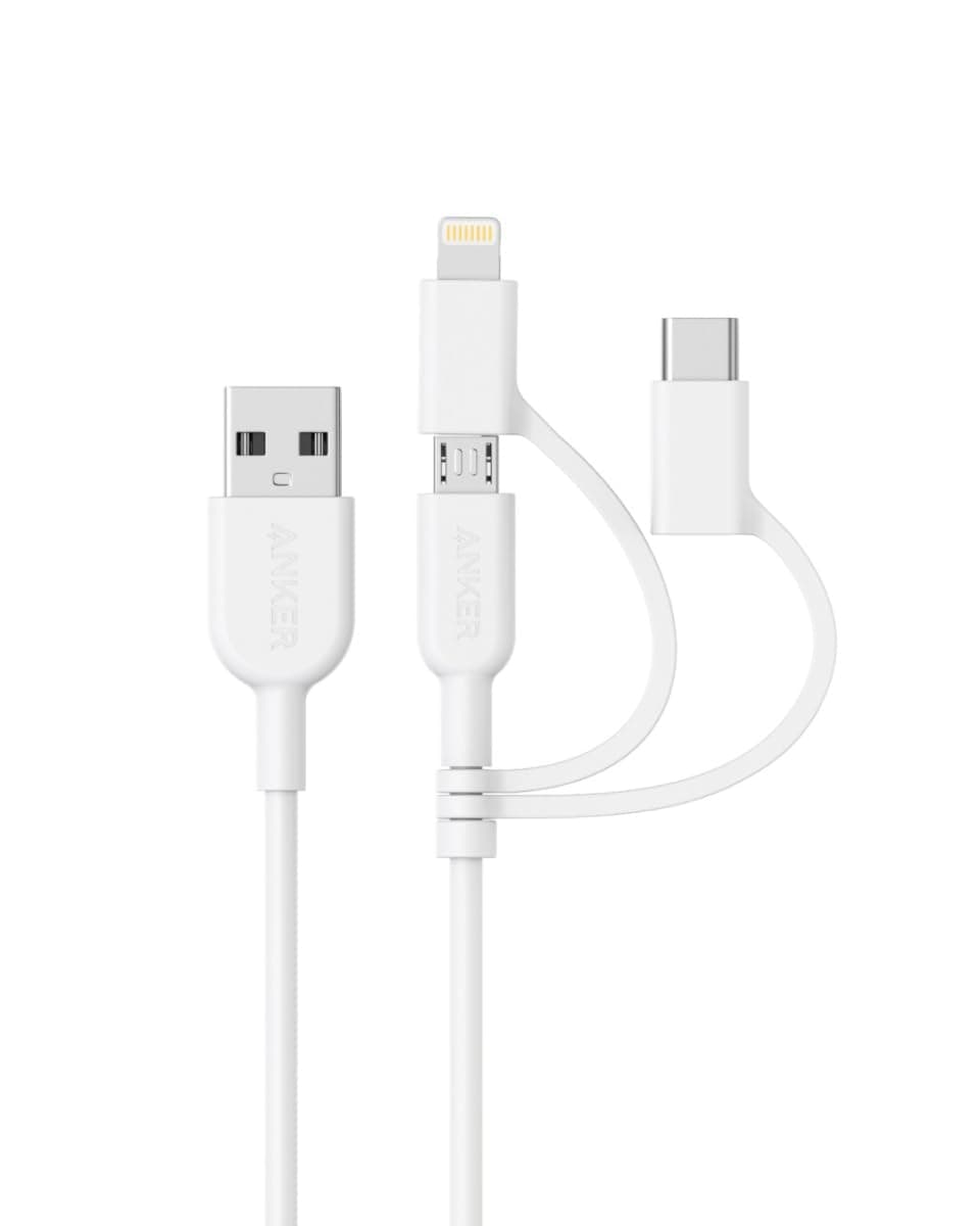 Anker PowerLine II 3-in-1 Cable (Support Lightning USB, USB-C, Micro USB Devices), Apple MFi Certified, Compatible with iPhone, iPad, and Android Devices