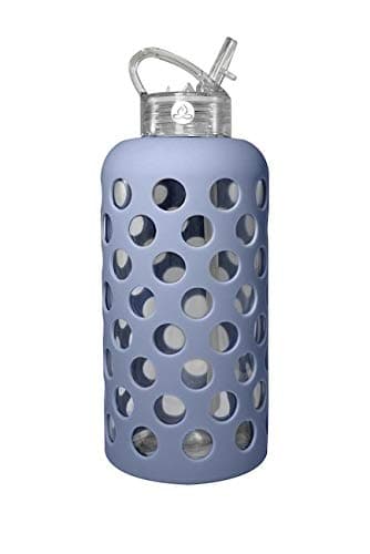 Apana 320z Silicone Dot Glass Water Bottle-Stone Wash