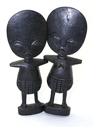 ShopHaven African Ashanti Fertility Idols (Set of 2) - 7-8", Hand Carved Ashanti Fertility Idols- Set of 2, African Sculpture, Handmade African Art