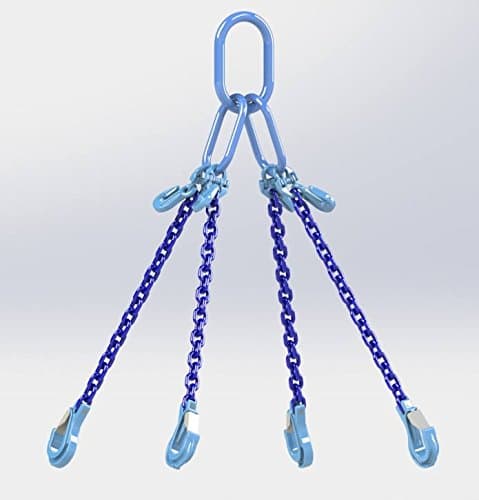 Hackett AMZ1023209 Chain Sling With Shortening Eye Grab Hook, 4 Leg, Grade 10/100, 6 mm, 4 m Length