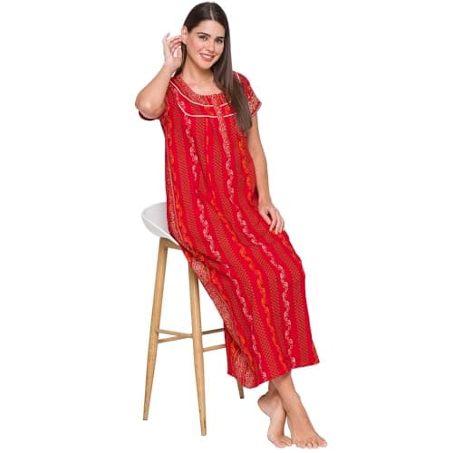 AV2 Women's Cotton Floral Maxi Maternity/Feeding Nighty