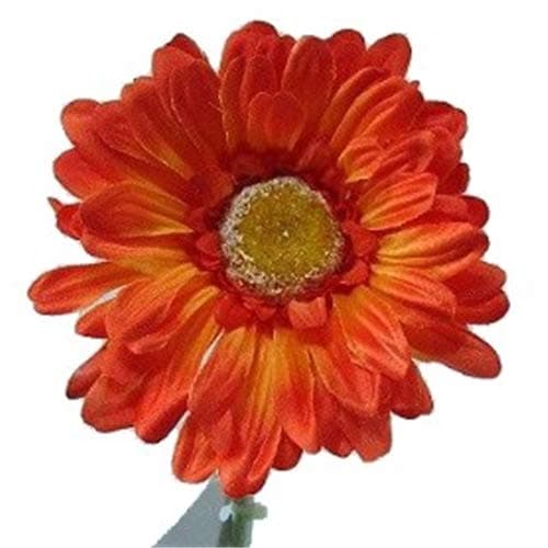 Artificial Single Stem Gerbera with Big Bloom - very dramatic - home garden (Orange, 4 Pack)